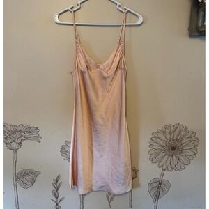 Wilfred Aritzia Womens Slip Satin Pale Pink Mini Dress Size Medium Excellent